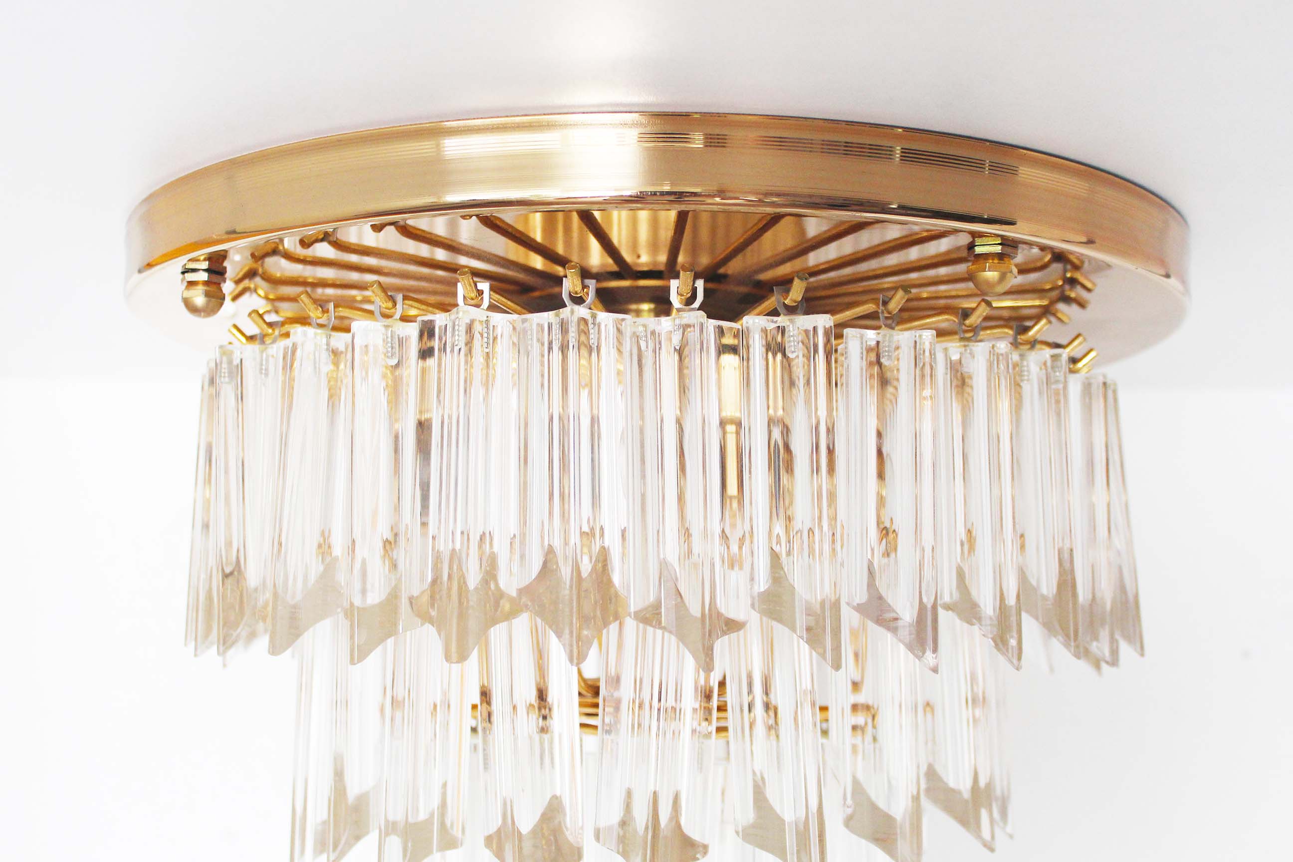 Incredible and large 'Triedri' flush mount light by Paolo Venini for Venini