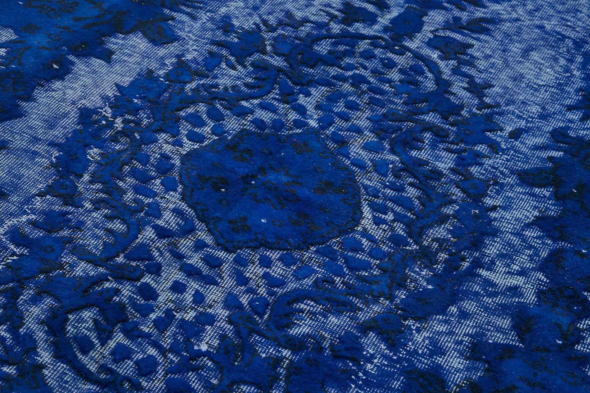 Overdyed Wool Vintage Handmade Carved Rug 168 cm x 262 cm