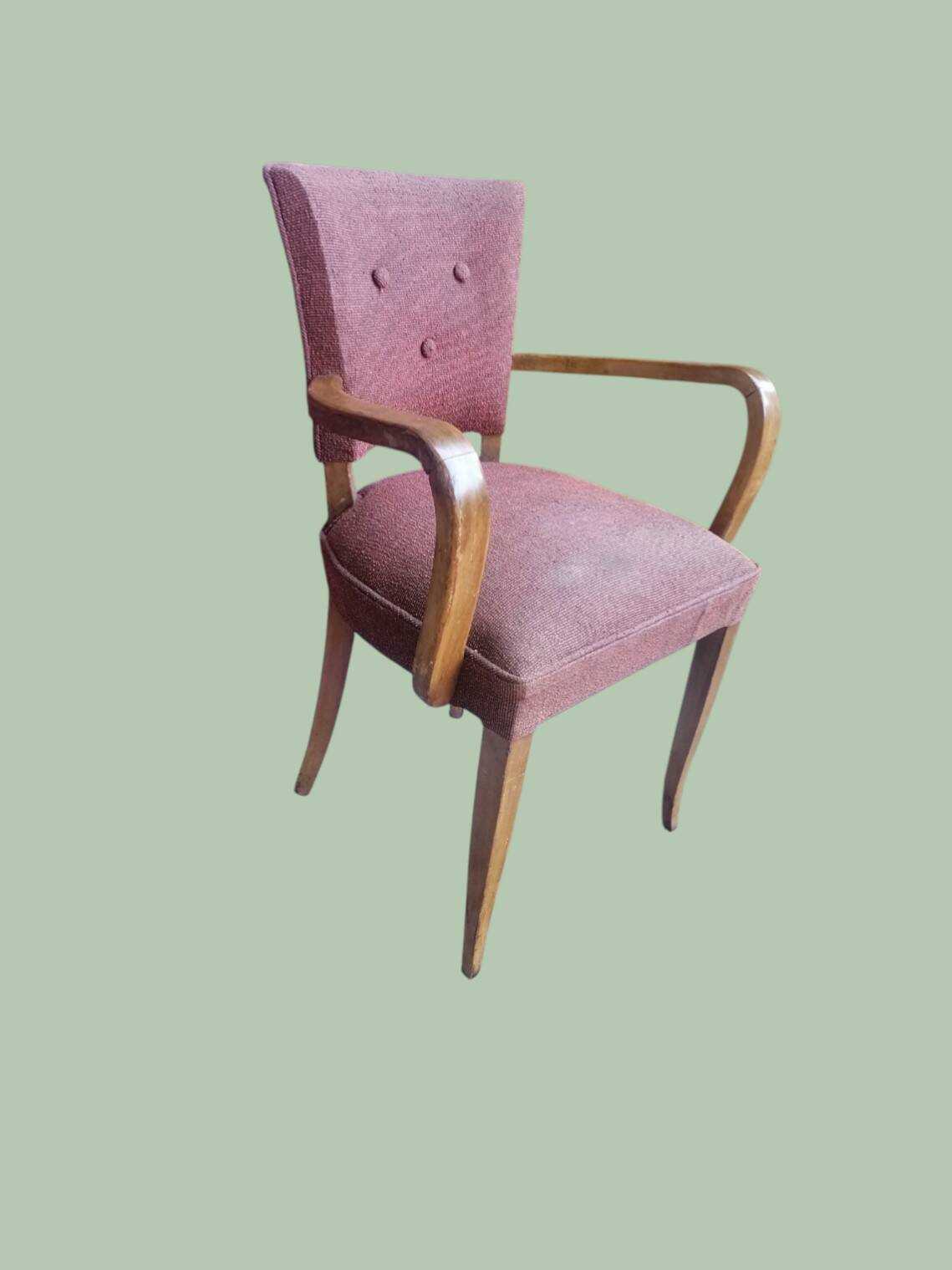 Fauteuil Bridge Art Déco en bois et tissu