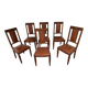 6 Art Deco walnut and leather chairs
