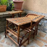 Chaise longue rotin et osier vintage avant-guerre
