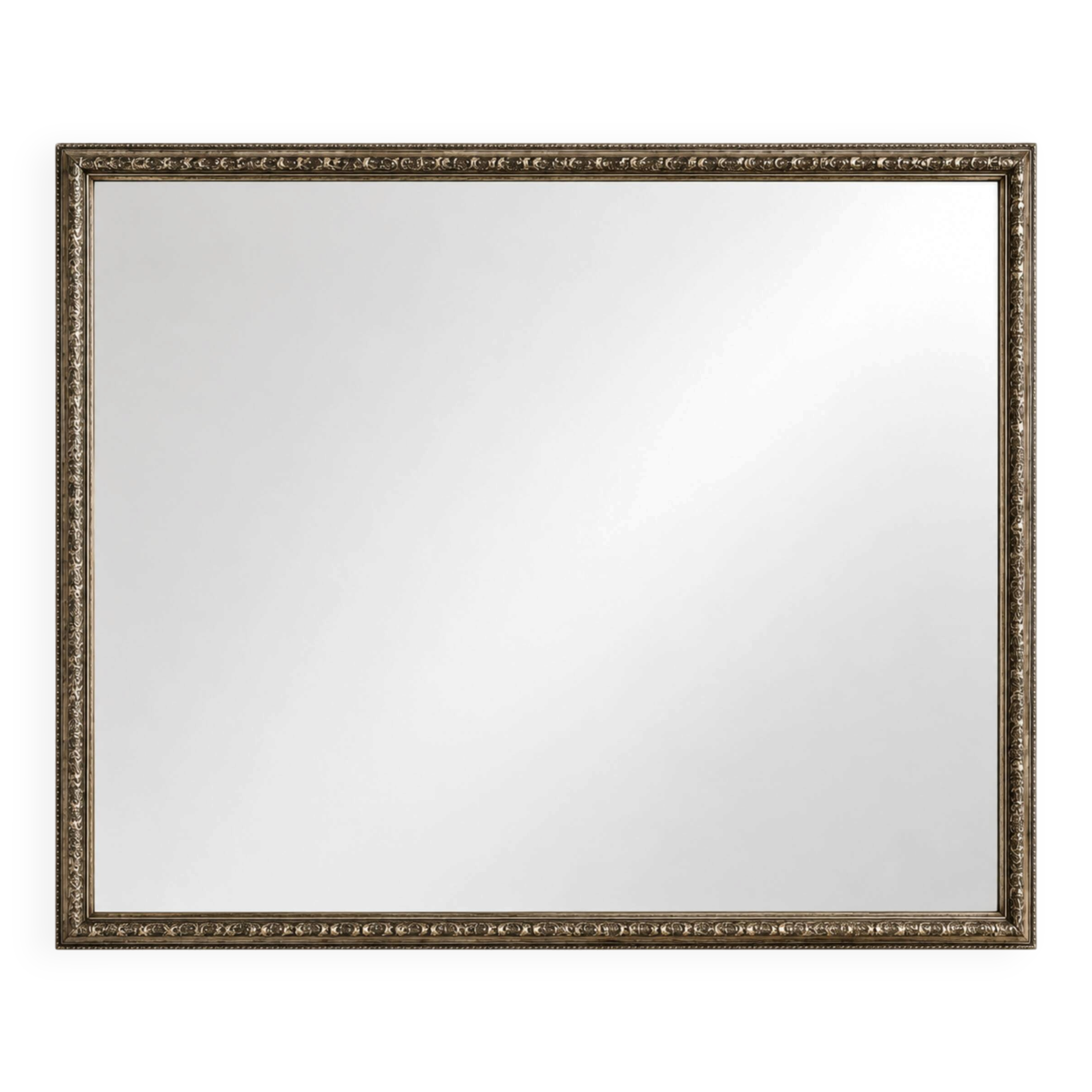 Parquet mirror, gold frame with a bead frieze.