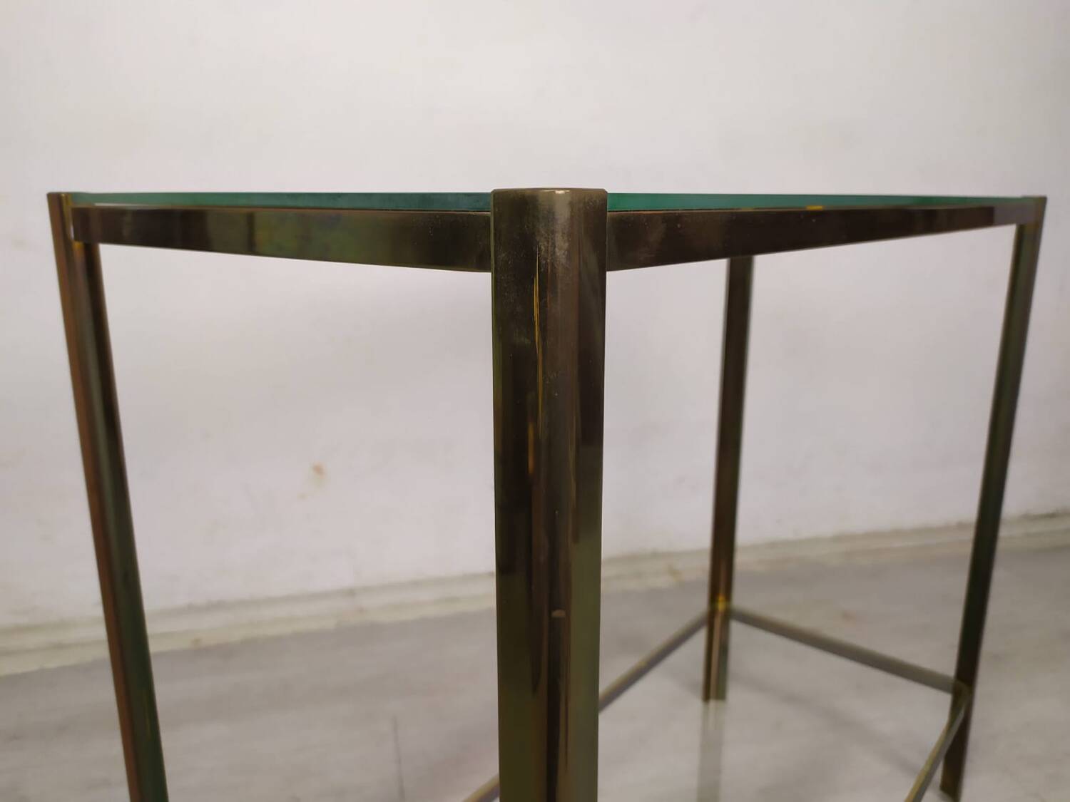 Brass glass console