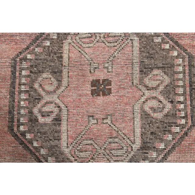 1970s Turkish Oushak Handmade Wool Cotton Pink Runner Rug 100x349