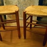 Pair of beech straw stools