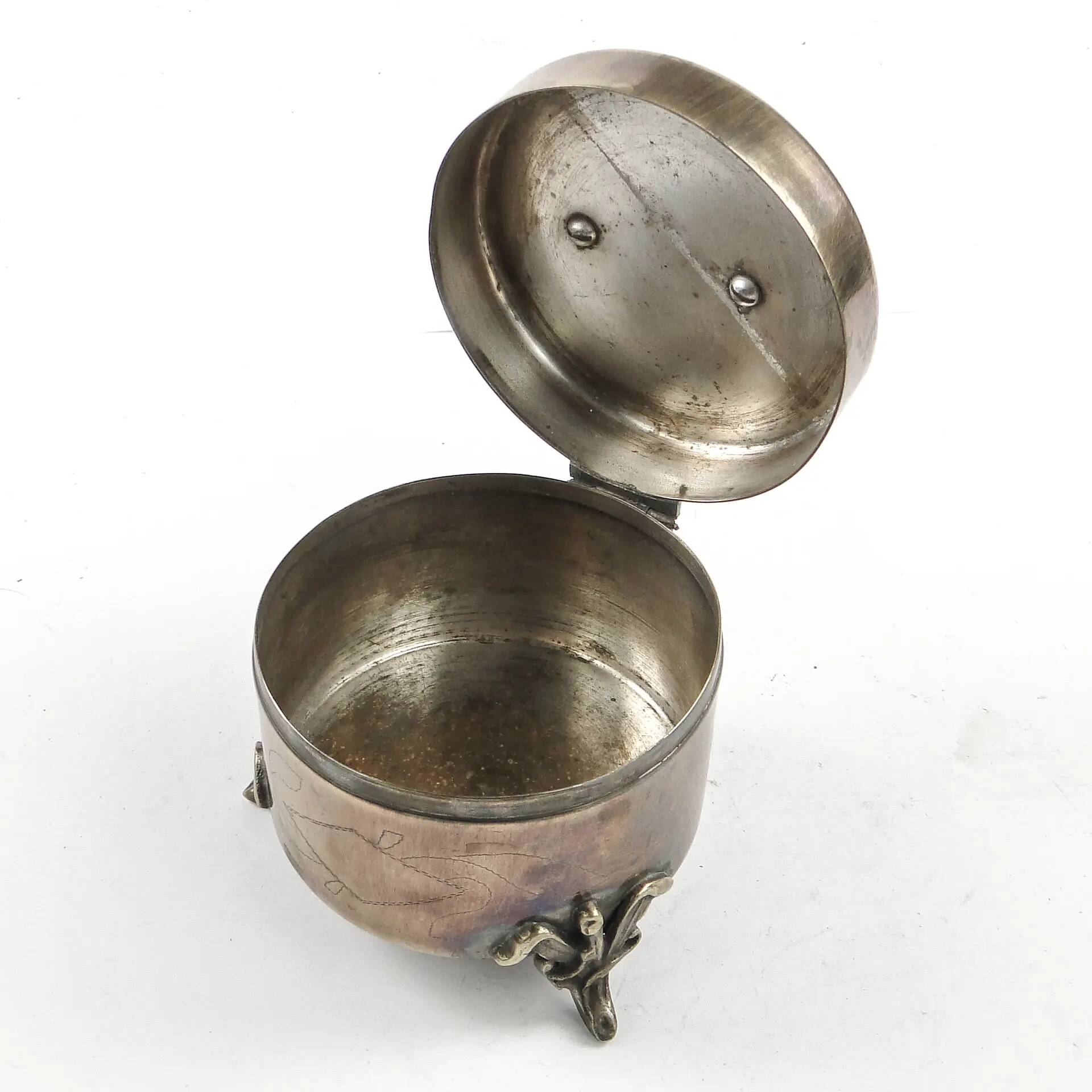 Art Nouveau sugar bowl, silver-plated brass, Hungary, early 20th century
