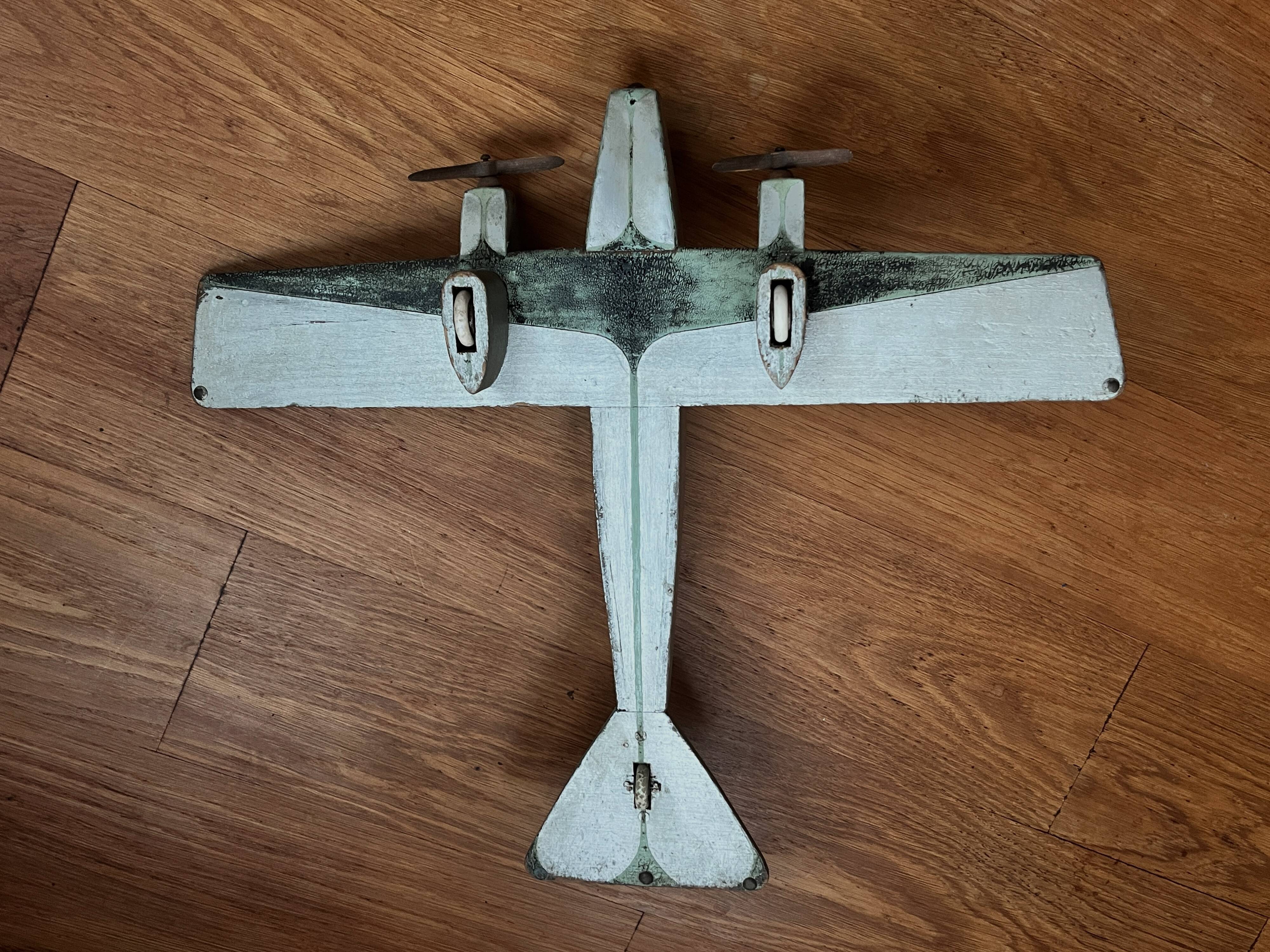 Wooden airplane, 1940s, antique toy