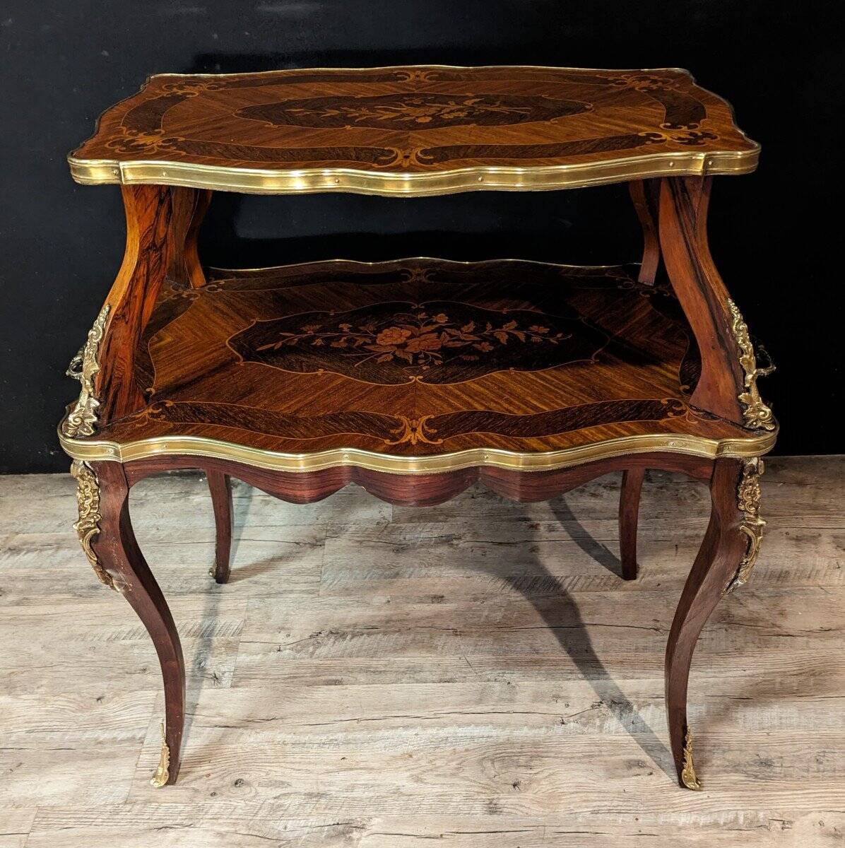 Louis XV Style Marquetry Tea Table