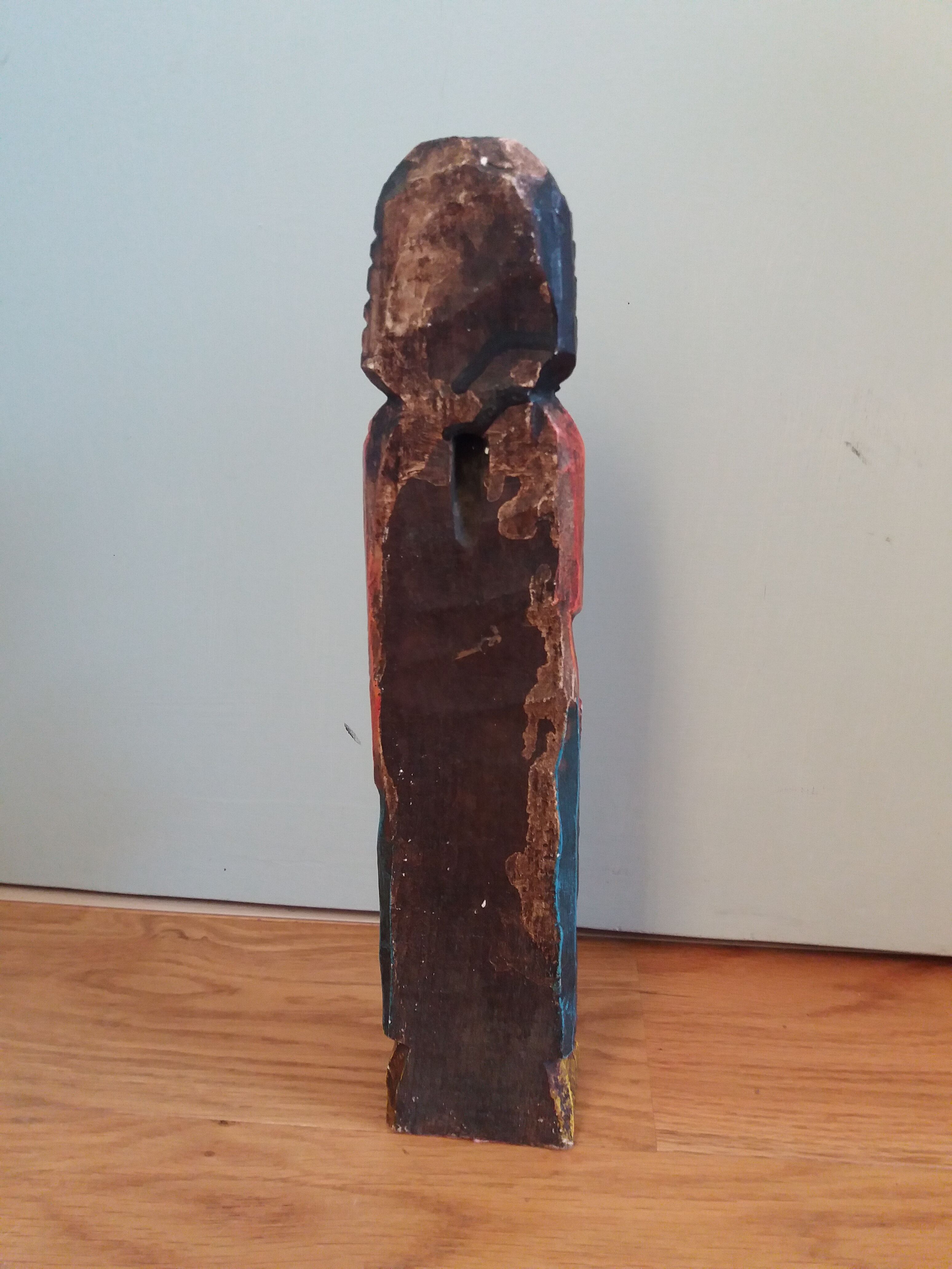 Religious statuette in painted wood