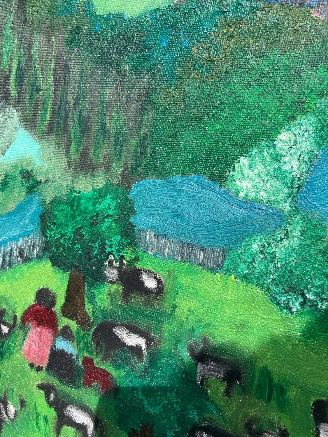Tableau, huile sur toile paysage naïf