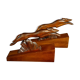 Pair of art deco wooden bookends with greyhounds