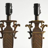 Chinoiserie Faux Rattan Amphora Table Lamps by Aneta, Sweden 1980's