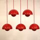 Iconic VP1 cherry red enamel flowerpot lamps designed by Verner Panton - &t