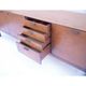 Long Scandinavian vintage teak and leather sideboard