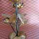 Hollywood Regency two-flowered metal candle, made in Italy