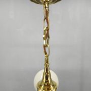 Art Deco Brass and Opaline Glass Chandelier, Czechoslovakia