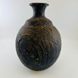 Iridescent black ball vase