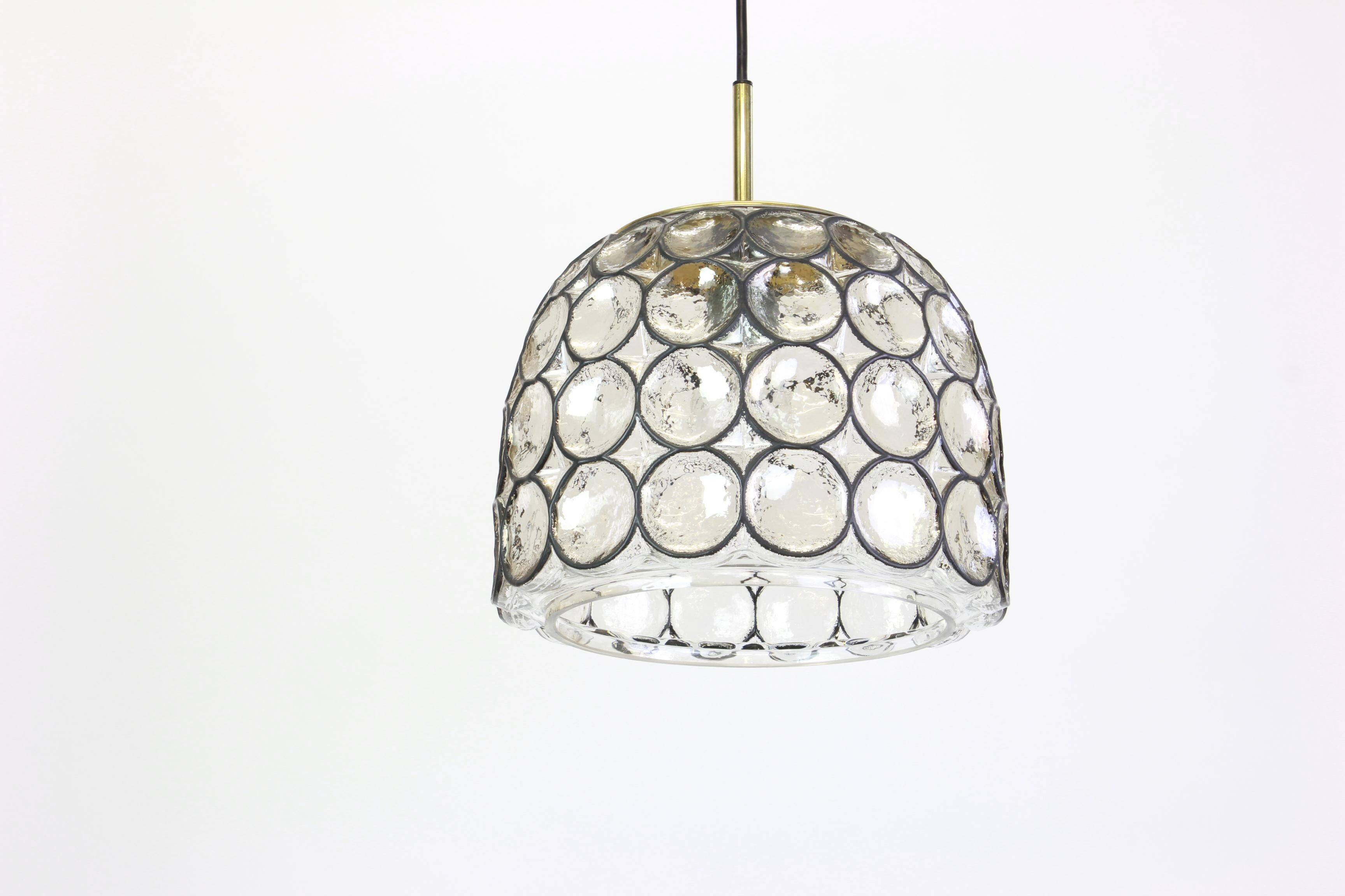 Glass and iron hanging lamp by Limburg, Germany, 1960s