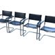 Set of 4 bauhaus cantilever chairs black leather and chrome design