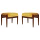 Mid Century GFM pair of stools in yellow jacquard by Casamance, E. Homa, 1960s