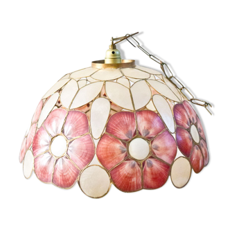 Mother-of-pearl and brass hanging lamp