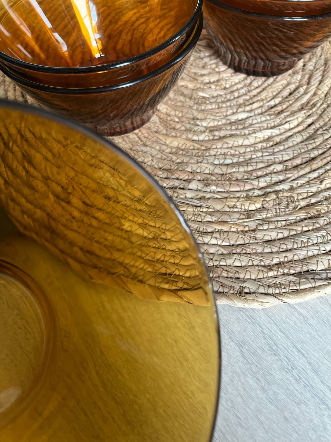 Set of 6 Duralex amber bowls – vintage 70s