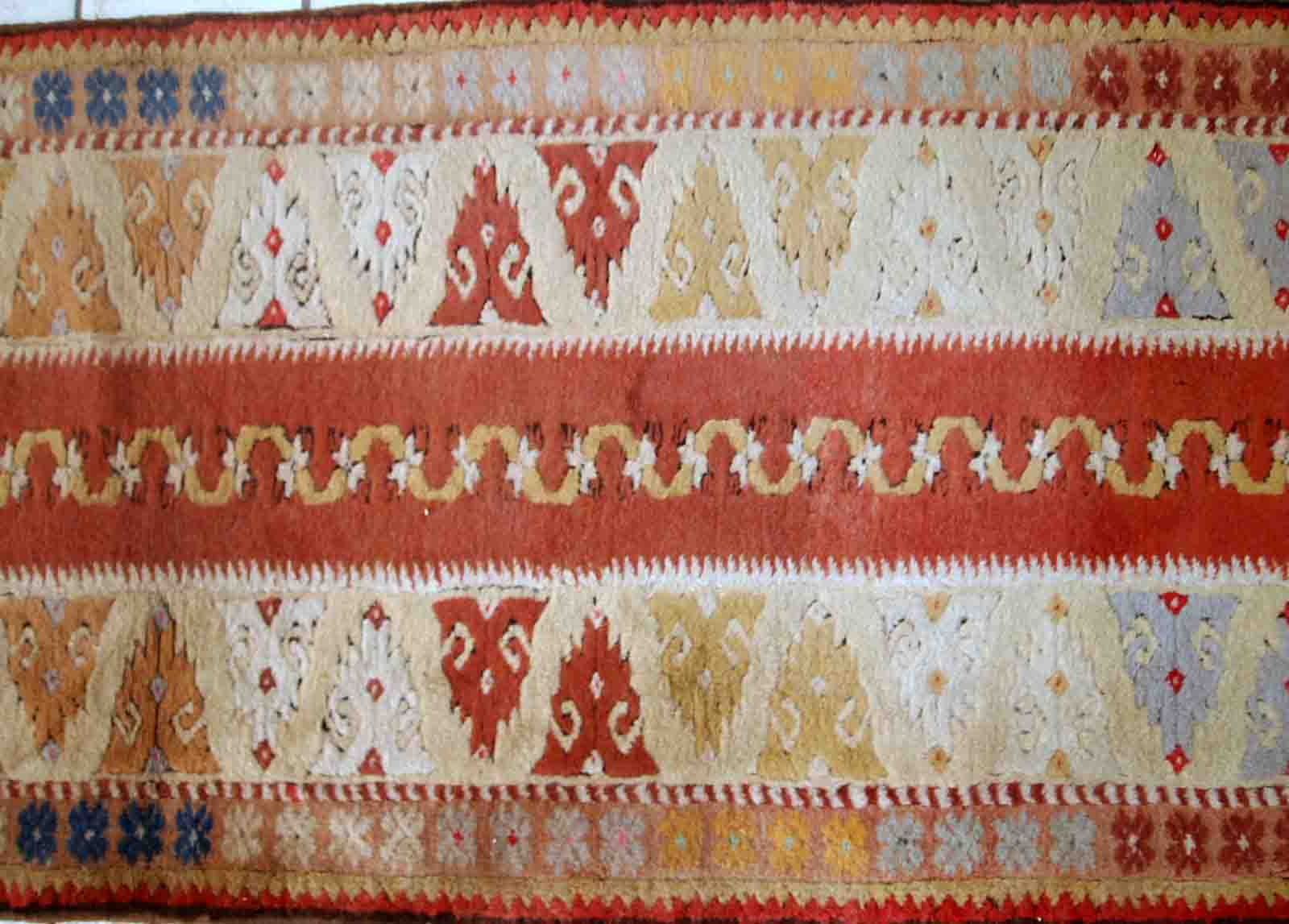 Vintage Turkish Melas handmade carpet 76cm x 267cm 1950s, 1C689