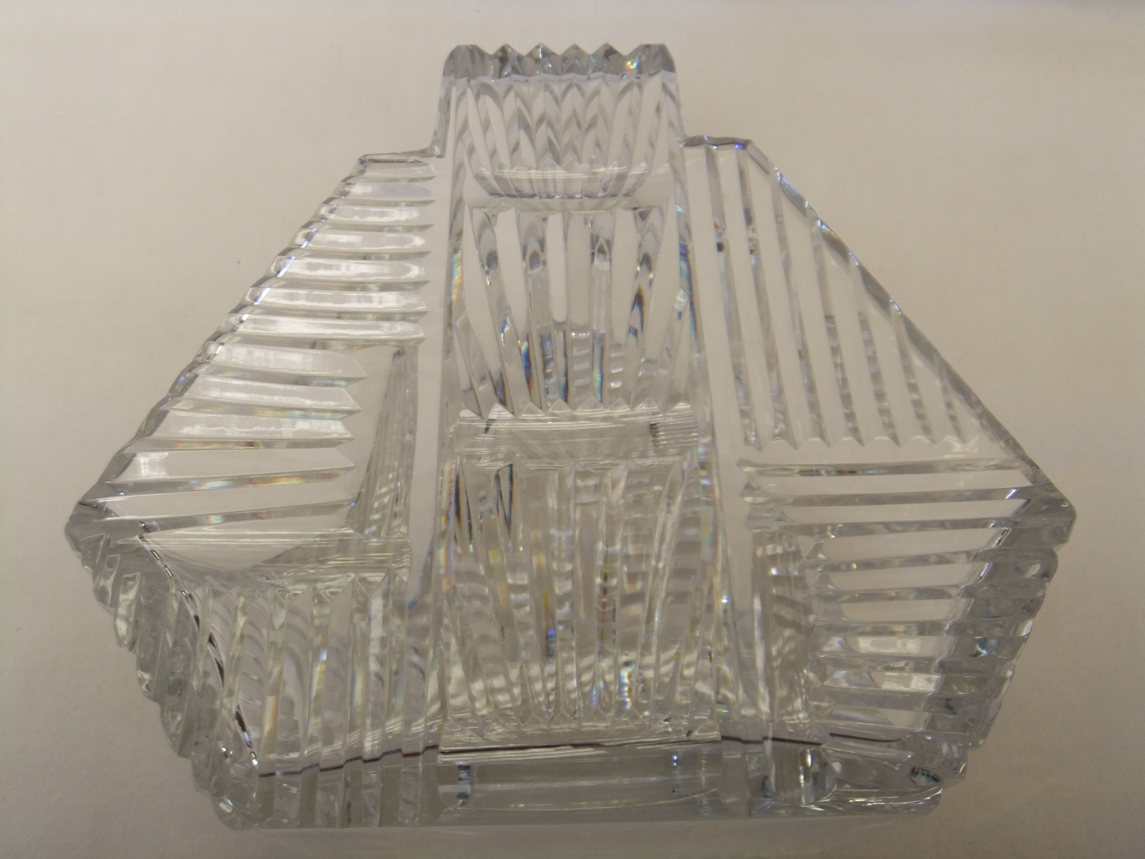 Bohemian crystal stamp Prague basket centerpiece art deco flower