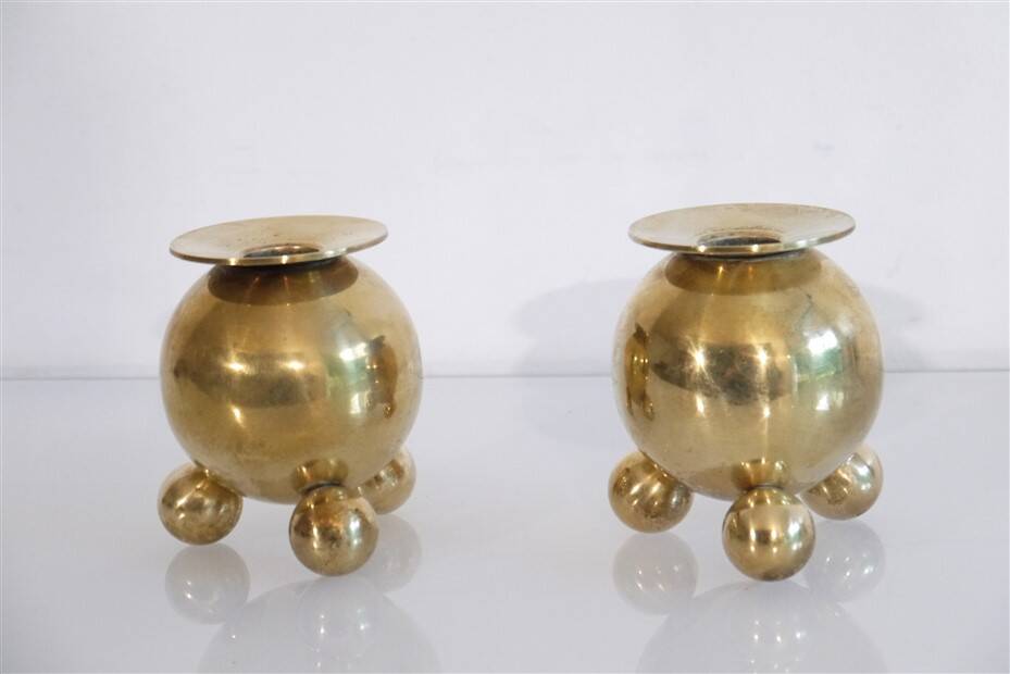 Pair of Scandinavian brass candlesticks 1970