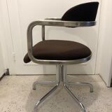Fauteuil velours année 70 pivotant