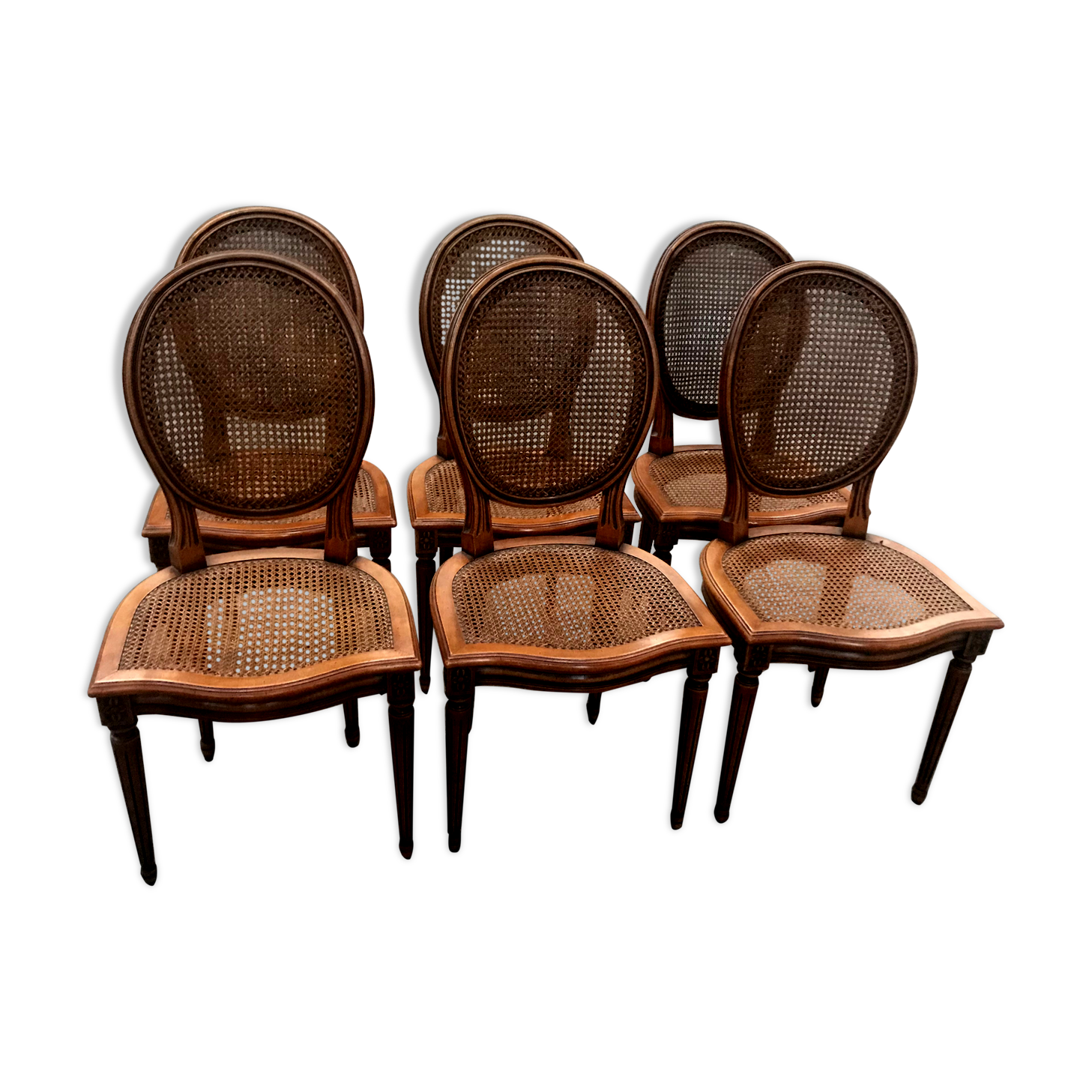 Series of 6 lLuis XVI chairs in cannage