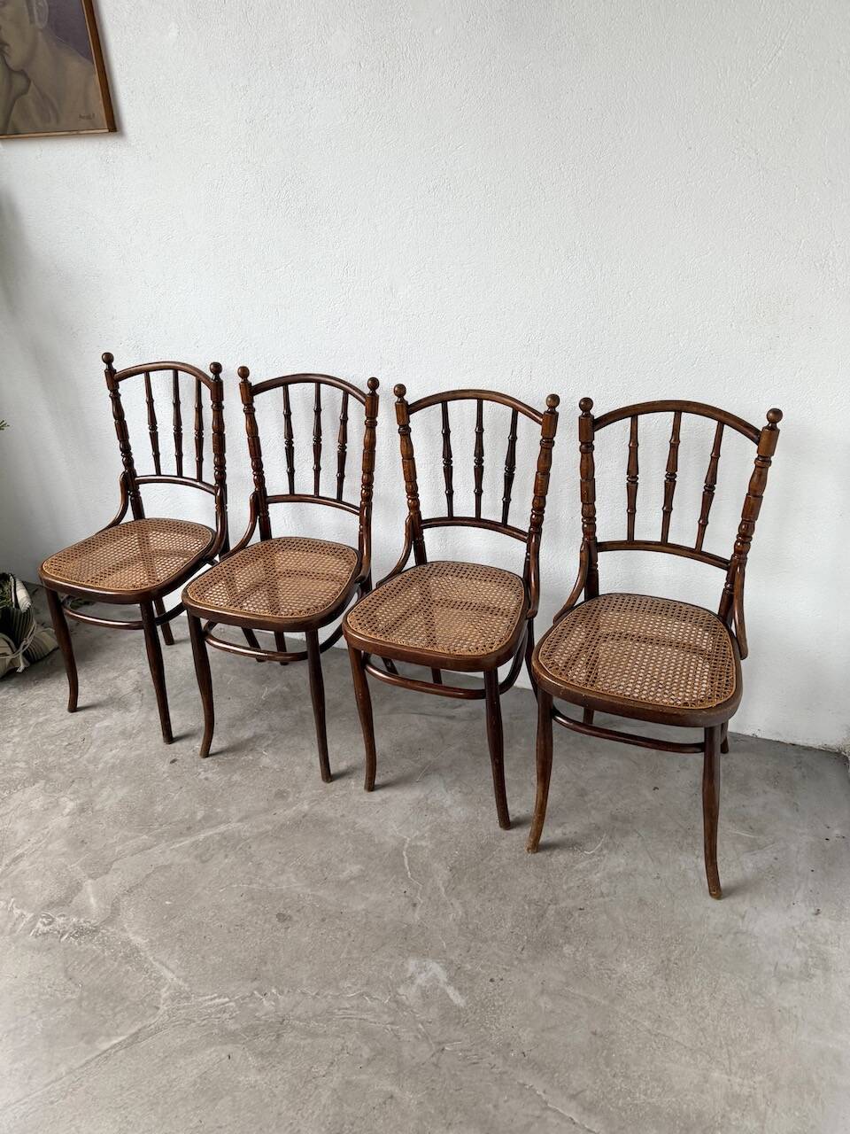 Set of 4 Fischel cane bistro chairs