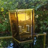 Smoked glass/brass wall lamp from holtkotter vintage 70s new