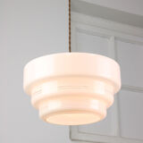 Mid-century Cascade Brass and Opaline Pendant Lamp
