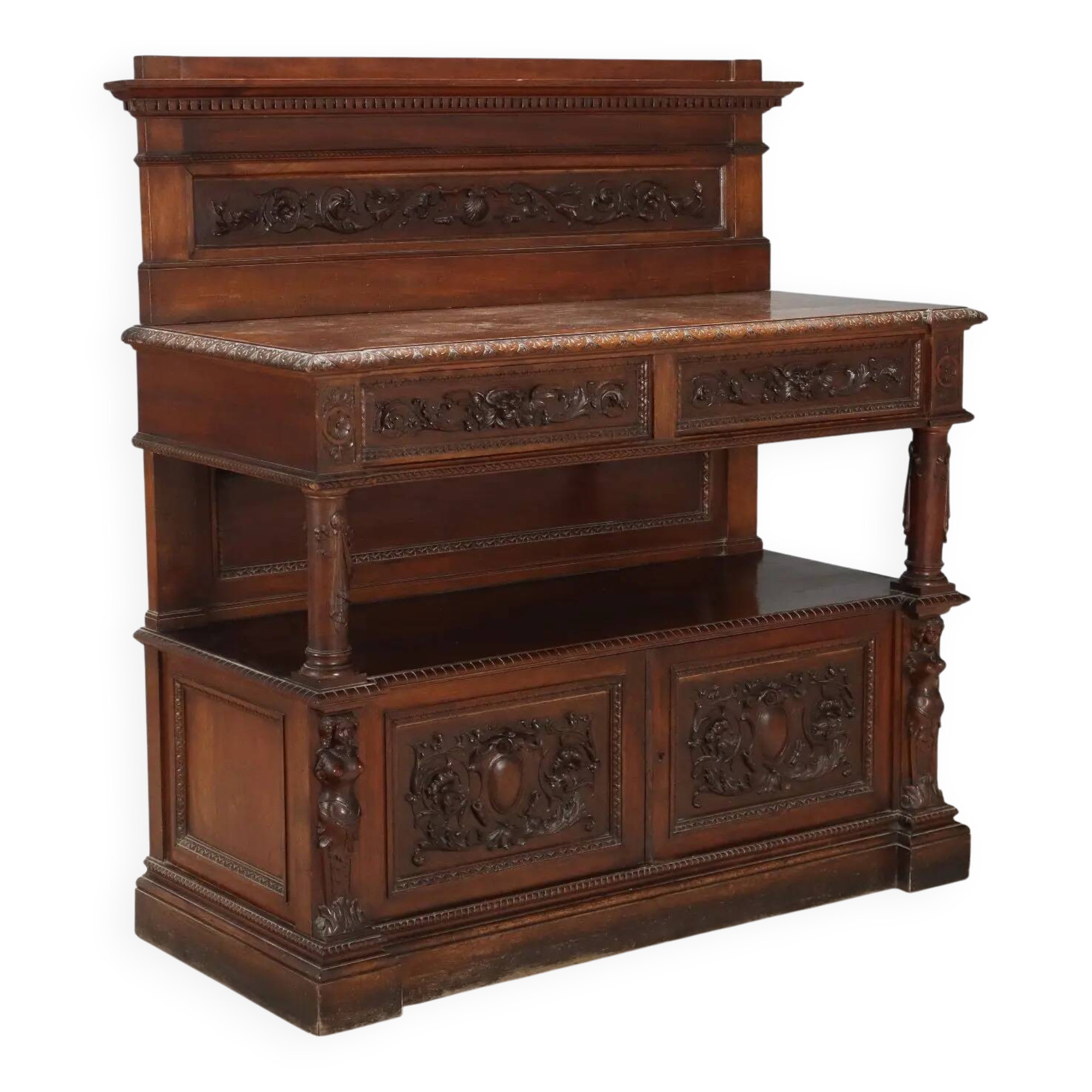 Antique walnut buffet in 19th-century neo-Renaissance style
