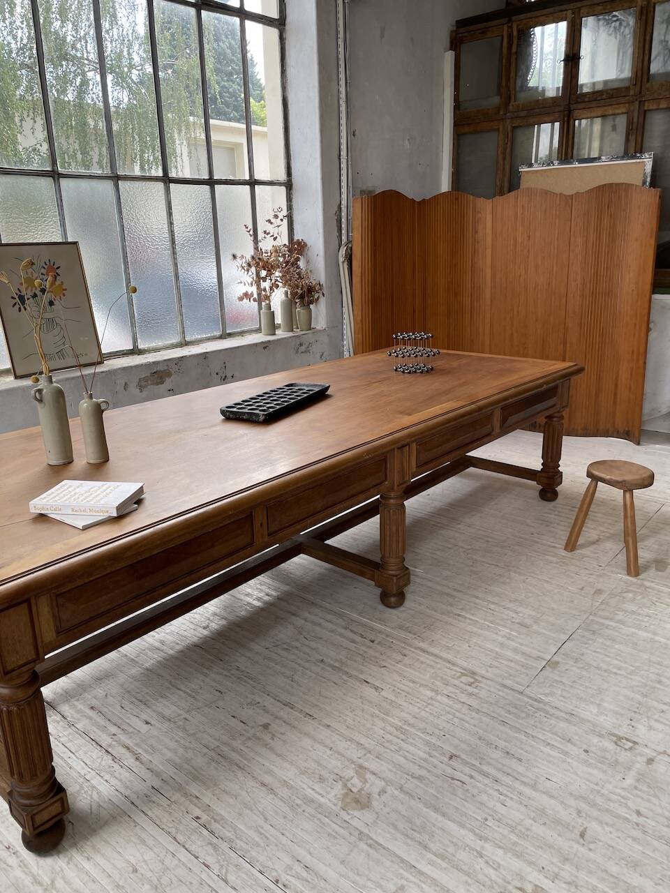 Solid walnut farmhouse castle table 1900 XXL