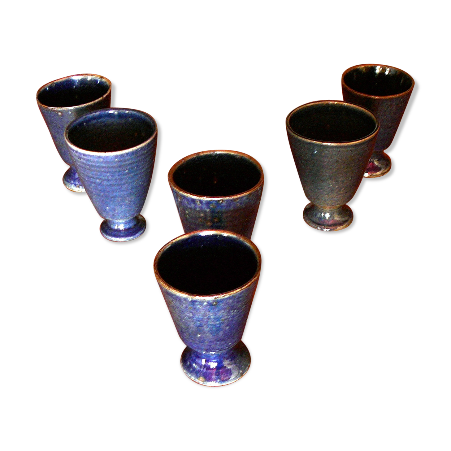 Set of 6 mazagrans Blue ceramic