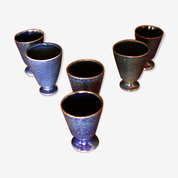 Set of 6 mazagrans Blue ceramic