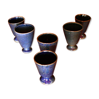 Set of 6 mazagrans Blue ceramic