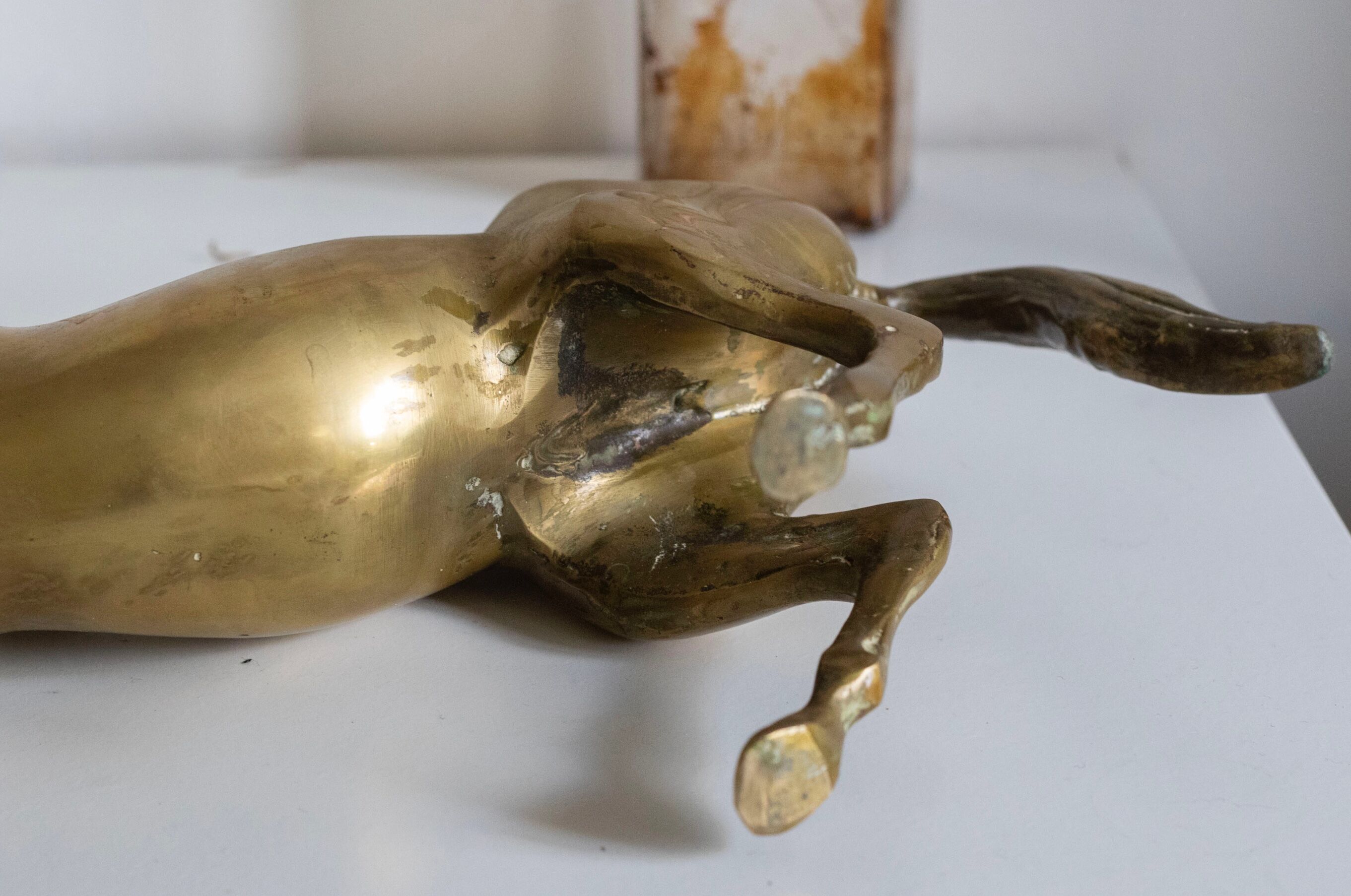 Vintage golden brass horse