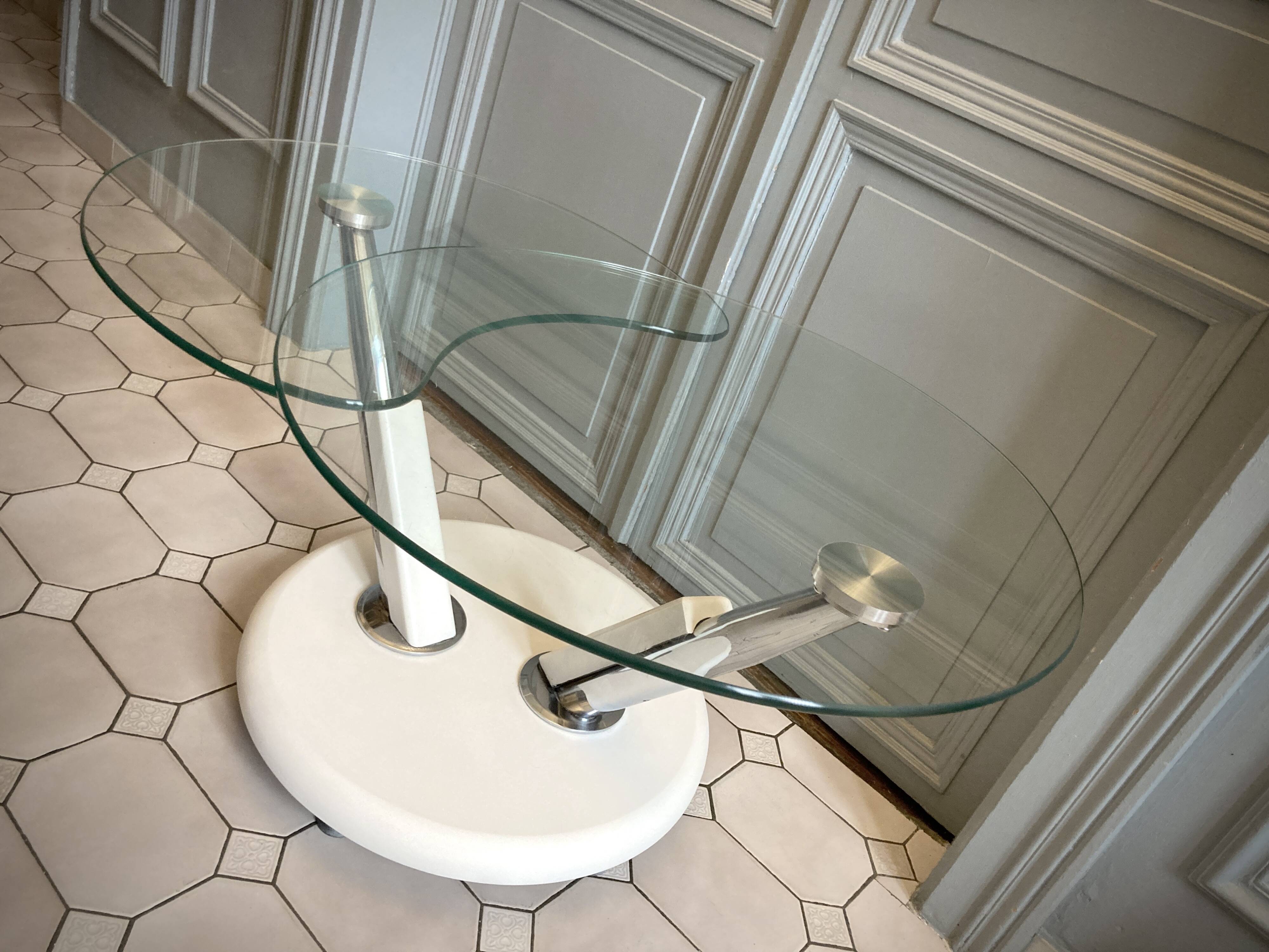 Vintage glass and chrome coffee table