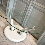 Vintage glass and chrome coffee table