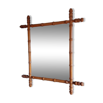 Bamboo-style wooden mirror