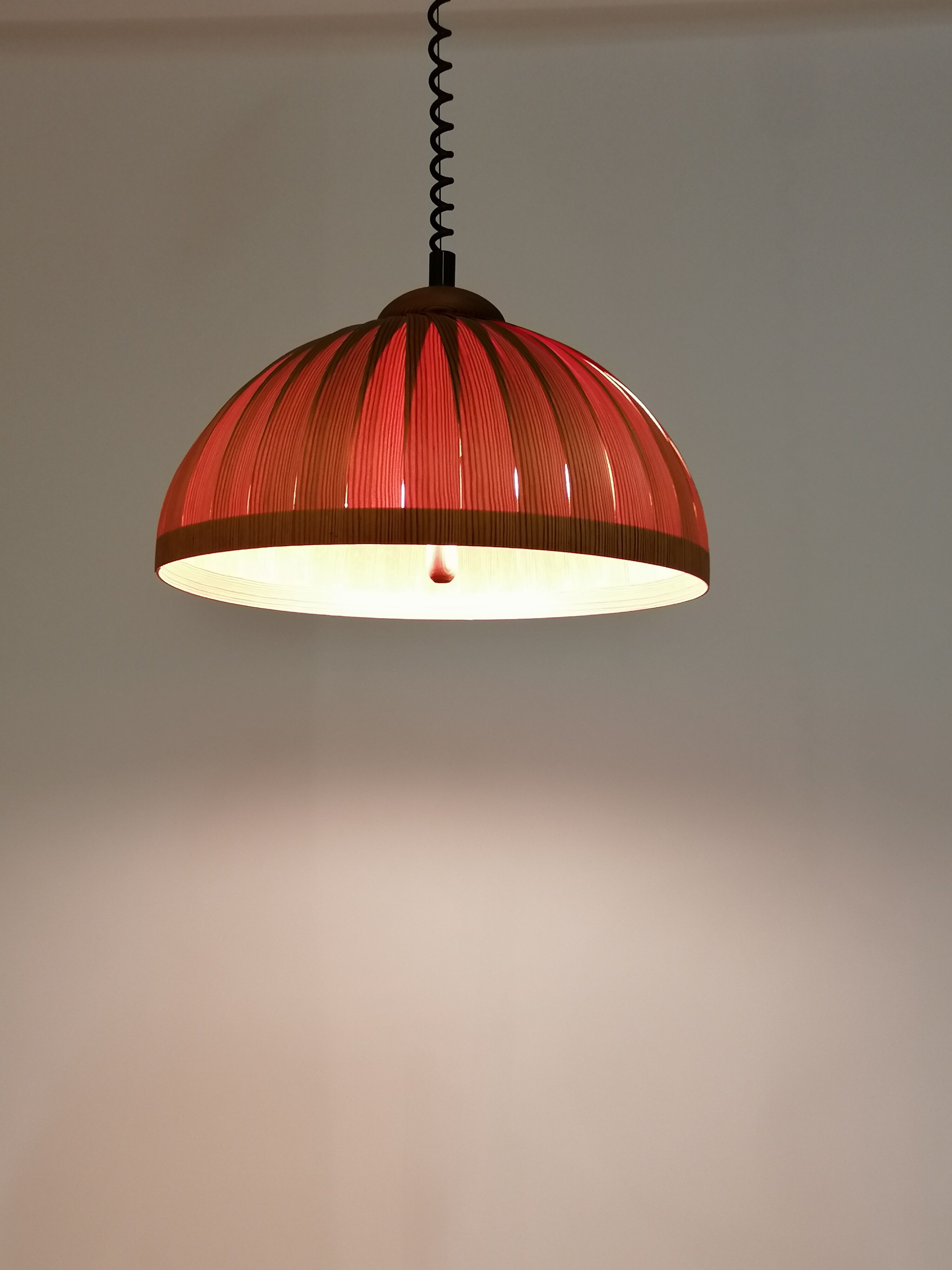 Teak slat hanging lamp 1960