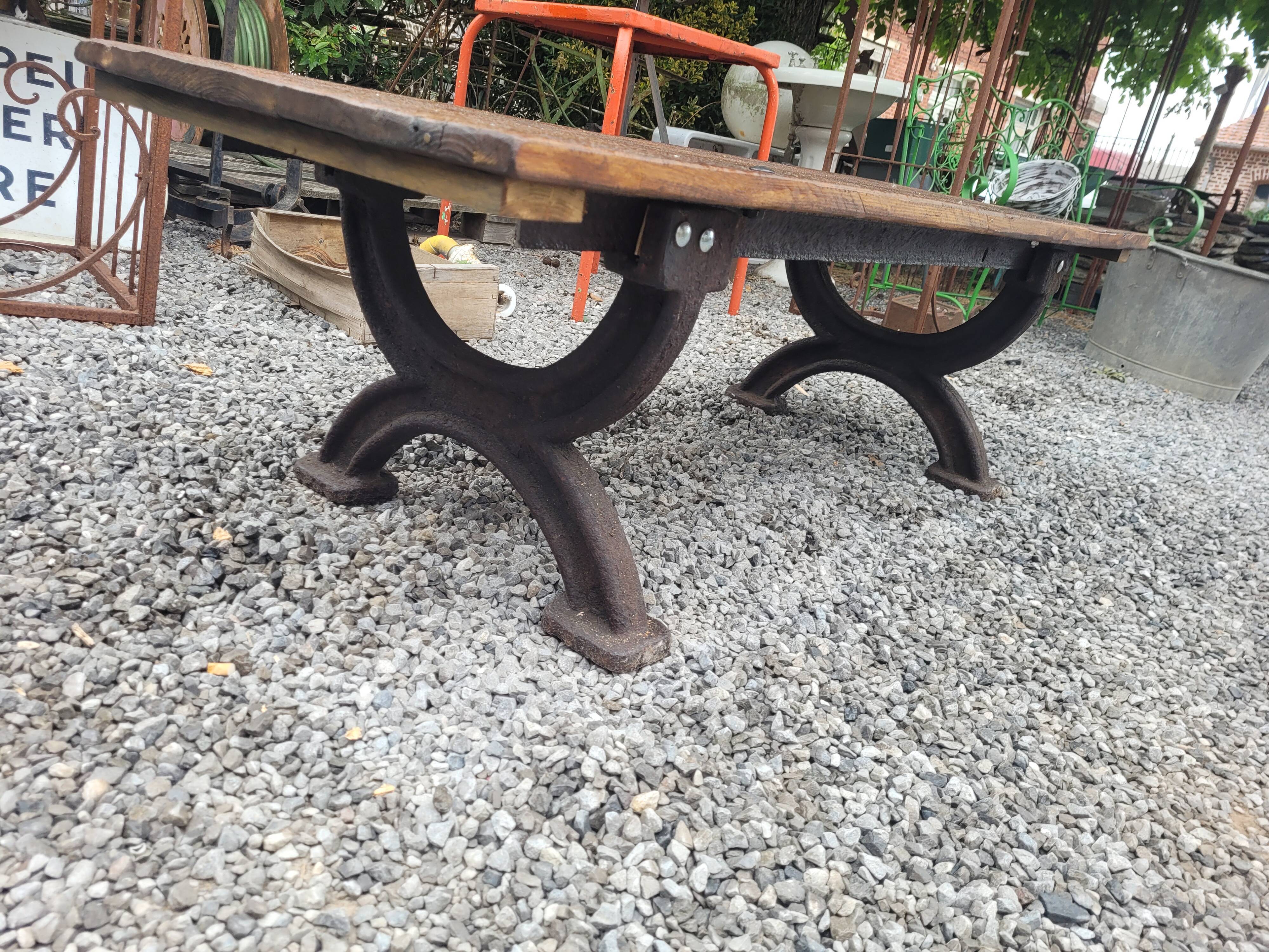 Bench or garden coffee table cast iron legs 150×56cms