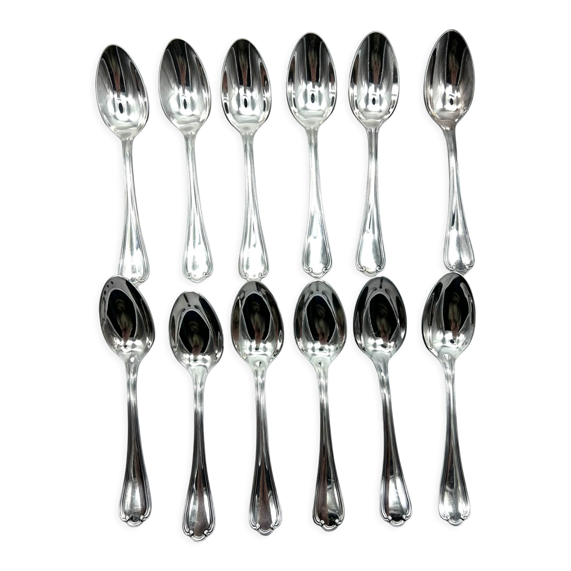 12 spoons dessert model sully silver metal in a case