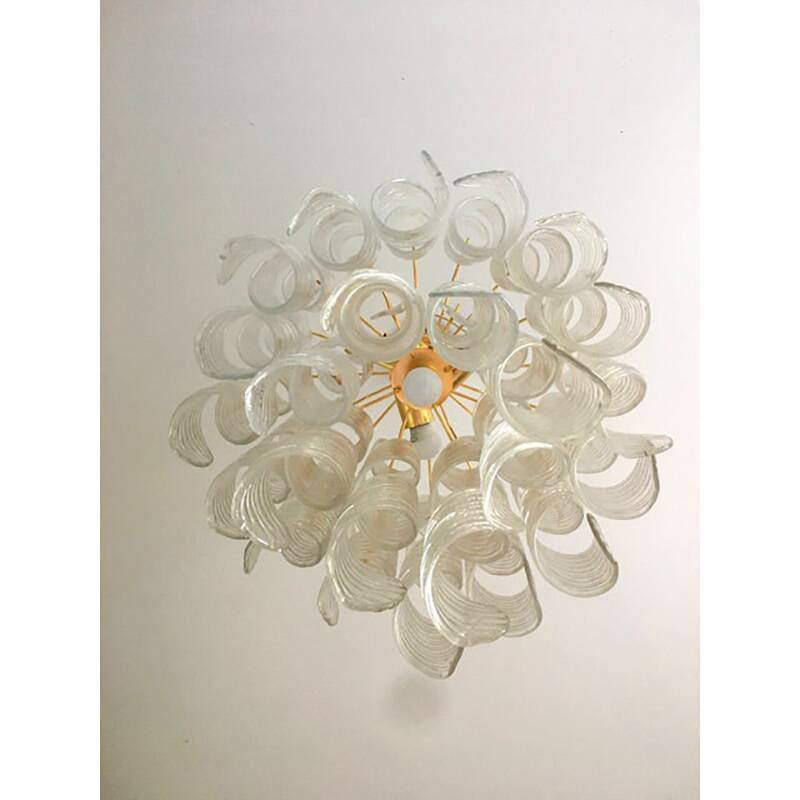 Murano Glass Chandelier "Virgola" Made in Italy Venini Style
