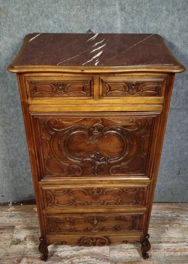 Secrétaire ancien en noyer – Style Louis XV – Abattant – XIXe siècle