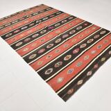 6x9 Red Cream Handmade Wool Vintage Rug, 178x274Cm