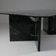 Black veined marble coffee table with smoked glass top, Italy 1970